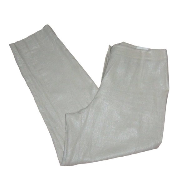 CHICO'S (33x27.5) Ultimate Fit Beige Sparkle Linen Ankle Pant - Sz 2 - LARGE NWT - Picture 5 of 8